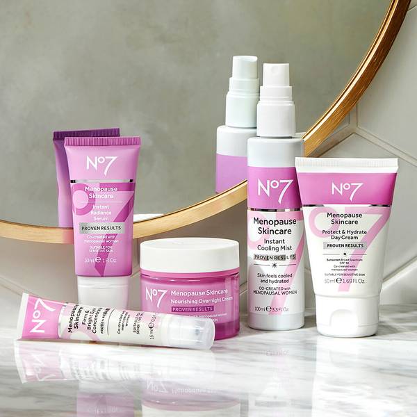 No.7 Menopause Range: Serum, Eye Cream, Night Cream, Cooling Mist and Day Cream